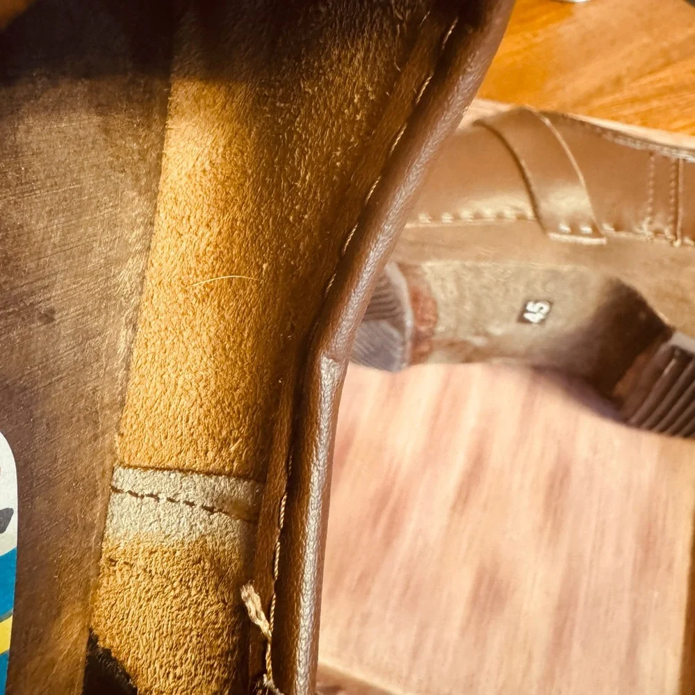 Boras Swedish size 45 Handmade Brown Leather Clogs with wood bottom - Picture 9 of 10